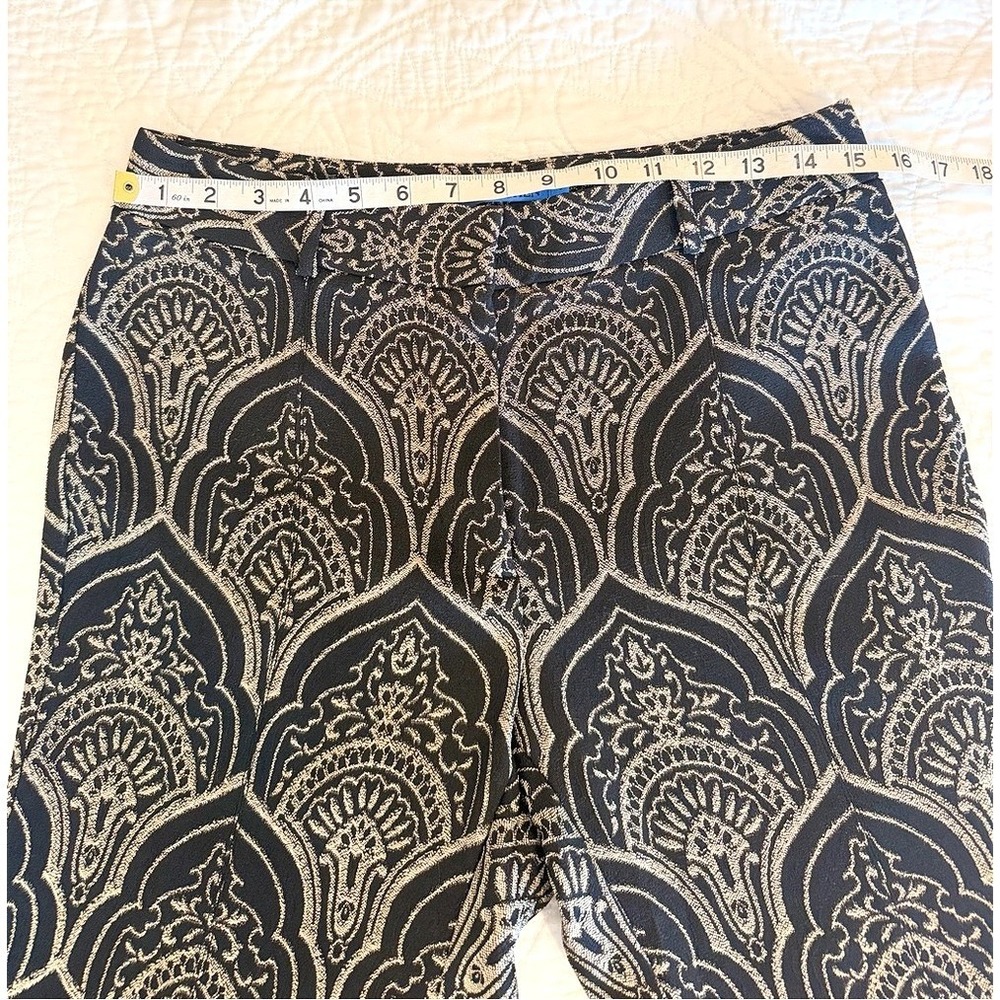 J.McLaughlin Womens Black Gold Damask Jacquard Straight Leg Pants Size 6 - Picture 8 of 9